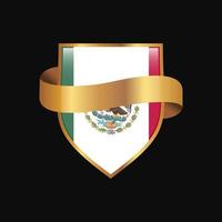 Mexico flag Golden badge design vector