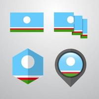 Sakha Republic flag design set vector