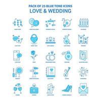 Love and Wedding Blue Tone Icon Pack 25 Icon Sets vector