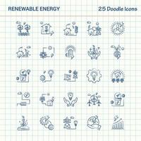 Renewable Energy 25 Doodle Icons Hand Drawn Business Icon set vector