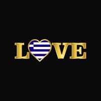 tipografía de amor dorado vector de diseño de bandera de grecia