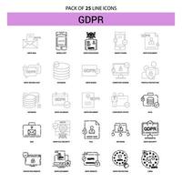 GDPR Line Icon Set 25 Dashed Outline Style vector