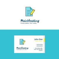 Flat Write document Logo and Visiting Card Template Busienss Concept Logo Design vector