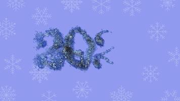 contento nuovo anno 2023 allegro Natale animazione con diverso particelle illustrazione, rosa e blu tema, neve fiocchi modello video