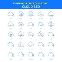 Cloud SEO Icons Futuro Blue 25 Icon pack vector