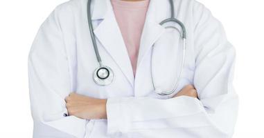 Doctor with stethoscope on isolated white background. photo