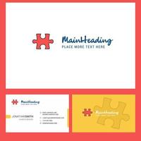 Puzzle piece Logo design with Tagline Front and Back Busienss Card Template Vector Creative Design