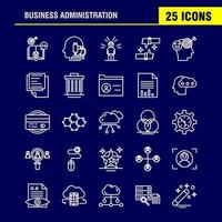 Business Administration Line Icons Set For Infographics Mobile UXUI Kit And Print Design Include Book Dart Game Target Focus Brain Microscope Science Collection Modern Infographic Logo and vector