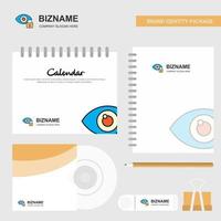 Eye locked Logo Calendar Template CD Cover Diary and USB Brand Stationary Package Design Vector Template