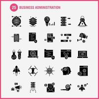 Business Administration Solid Glyph Icons Set For Infographics Mobile UXUI Kit And Print Design Include Graph Dollar Business Money Gear Setting Pencil Writing Eps 10 Vector