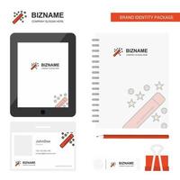 Magic stick Business Logo Tab App Diary PVC Employee Card and USB Brand Stationary Package Design Vector Template