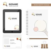 Table tennis racket Business Logo Tab App Diary PVC Employee Card and USB Brand Stationary Package Design Vector Template