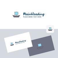 Boat vector logotype with business card template Elegant corporate identity Vector