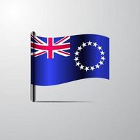 Cook Islands waving Shiny Flag design vector