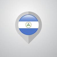 puntero de navegación de mapa con vector de diseño de bandera de nicaragua