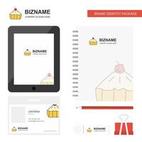 Cake Business Logo Tab App Diary PVC Employee Card and USB Brand Stationary Package Design Vector Template