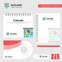 Presentation chart Logo Calendar Template CD Cover Diary and USB Brand Stationary Package Design Vector Template