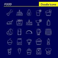 Food Hand Drawn Icons Set For Infographics Mobile UXUI Kit And Print Design Include Tea Coffee Food Meal Pepper Salt Food Meal Collection Modern Infographic Logo and Pictogram Vector