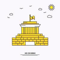 HO CHI MINH Monument Poster Template World Travel Yellow illustration Background in Line Style with beauture nature Scene vector