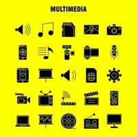 Multimedia Solid Glyph Icon for Web Print and Mobile UXUI Kit Such as Gear Maintain Setting Tool Adjustment Speaker Computer Hardware Pictogram Pack Vector