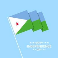 diseño tipográfico del día de la independencia de djibouti con vector de bandera