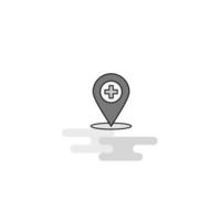 Hospital location Web Icon Flat Line Filled Gray Icon Vector