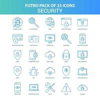 25 paquete de iconos de seguridad futuro verde y azul vector