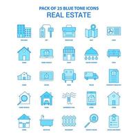 paquete de iconos de tono azul inmobiliario 25 conjuntos de iconos vector