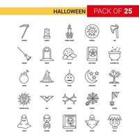 icono de línea negra de halloween 25 conjunto de iconos de esquema de negocios vector