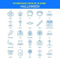 iconos de halloween paquete de iconos azul futuro 25 vector