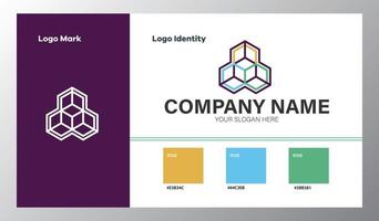 logotipo de empresa geométrico abstracto con guía de color vector