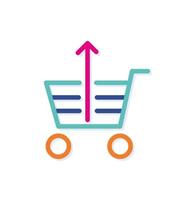 Abstract colorful growth shopping cart logo icon. Rising arrow. Modern lines with new pop art colors. Bold line clean style template set. vector