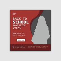 School admission for education social media post template. Back to school admission promotion banner design. Students admission social media post banner template vector