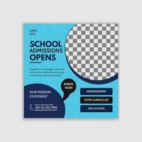 School admission for education social media post template. Back to school admission promotion banner design. Students admission social media post banner template vector