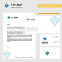 plantilla de vector de diseño de tarjeta de visita y sobre de membrete comercial de diamante