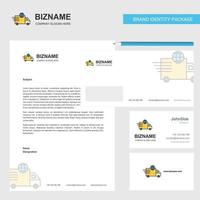 Transport Business Letterhead Envelope and visiting Card Design vector template