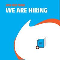 Join Our Team Busienss Company Document setting We Are Hiring Poster Callout Design Vector background