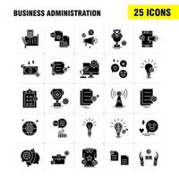 Business Administration Solid Glyph Icons Set For Infographics Mobile UXUI Kit And Print Design Include School Bag Bag School Education Document Setting File Eps 10 Vector