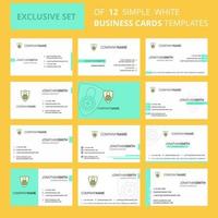 Set of 12 Protected Creative Busienss Card Template Editable Creative logo and Visiting card background vector