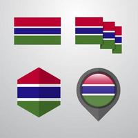 Gambia flag design set vector