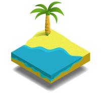 Ilustración isométrica del vector 3d, viajes y vacaciones tropicales de la isla de la playa del verano, colección de la infografía del concepto