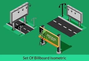 isométrica vectorial: cubierta publicitaria de reklame de vallas publicitarias al aire libre, identidad de marca comercial de plantilla vector