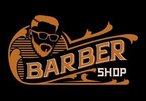 logo barbershop adorno vintage retro, concepto retro de combinación caligráfica, mercado de vista previa de fuente presente, borde elegante vector