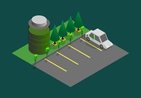 Car parking concept isometric, parking vector business template