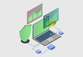 Ilustración de sistema de datos de seguridad isométrica, concepto de inicio de servidor de base de datos de contraseña de protección de tecnología, estructura de acceso fondo de signo aislado limpio vector