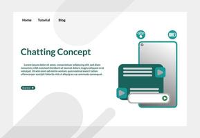 diseño plano de la página de inicio del sitio web, concepto de servicio de chat en vivo, redes sociales, comunicación, marketing de mensajes de negocios aislados vector