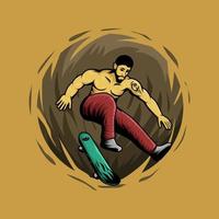 Young people boy skateboarding in park , vector tshirt concept simple custom , action holiday weekand person streer jump