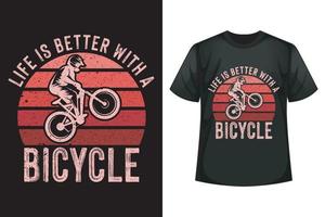 la vida es mejor con una bicicleta - plantilla de diseño de camiseta de equitación vector