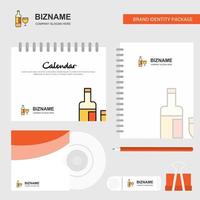 Drinks Logo Calendar Template CD Cover Diary and USB Brand Stationary Package Design Vector Template