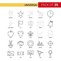 Universal Black Line Icon 25 Business Outline Icon Set vector